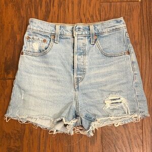 Levi's Light Blue Distressed button fly Jean Shorts
